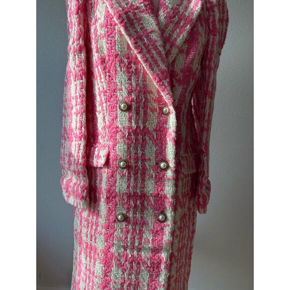 Love Shack Fancy Asryn Coat in Majestic Pink Tweed Size Large - Picture 12 of 16